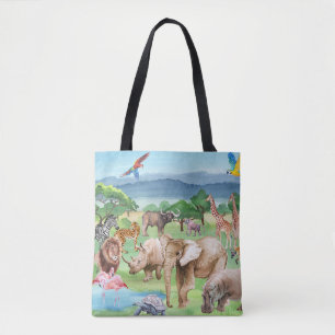 African Wildlife: Savannah Watercolor Wallpaper. Tasche