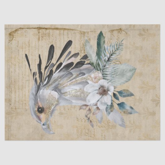 African Wildlife Secretary Bird Portrait Theme Seidenpapier (Vorderseite)