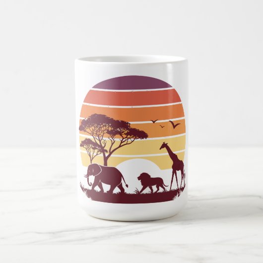 African Wildlife Silhouette Safari Design Kaffeetasse (Mittel)