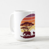 African Wildlife Silhouette Safari Design Kaffeetasse (Vorderseite Links)