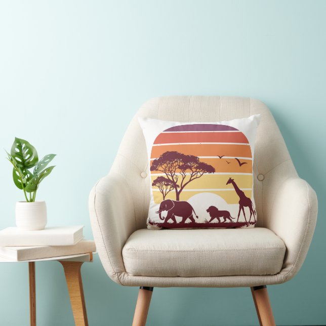 African Wildlife Silhouette Safari Design Kissen (Stuhl )