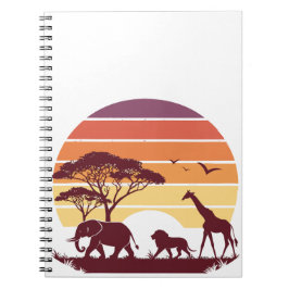 African Wildlife Silhouette Safari Design Notizblock