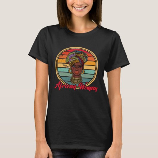 African woman womanism ethnic earrings necklace he T-Shirt (Vorderseite)