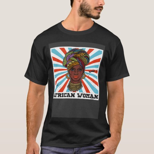 African woman womanism ethnic earrings necklace he T-Shirt (Vorderseite)