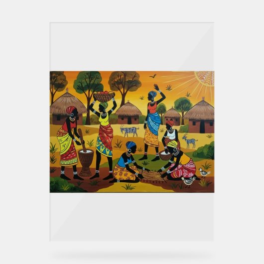 African women at work Throw Cushion Acrylschild (Vorderseite)