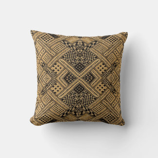 African Woven Print Pillow in Black and Tan Kissen