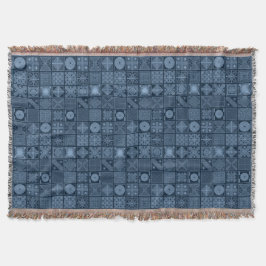 African Yoruba Blue & Black Geometrie Muster Decke