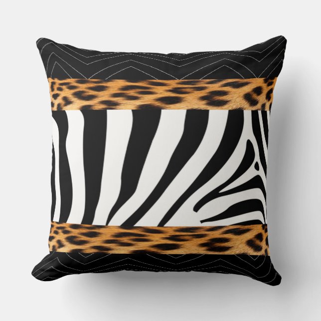 African Zebra and Leopard Print Kissen (Vorderseite)