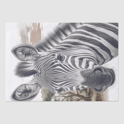 African Zebra Pencil Sketch Seidenpapier (Vorderseite)