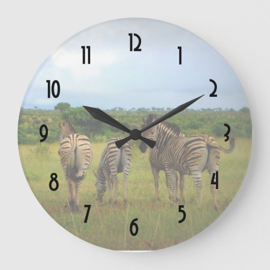 African Zebras wir haben Savannah Safari Große Wanduhr (Vorderseite)