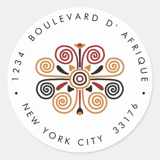 Africana Ankara Kente Wedding Rücksendeadresse Runder Aufkleber (Vorderseite)