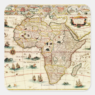 AfricaPanoramic MapAfrica 2 Quadratischer Aufkleber
