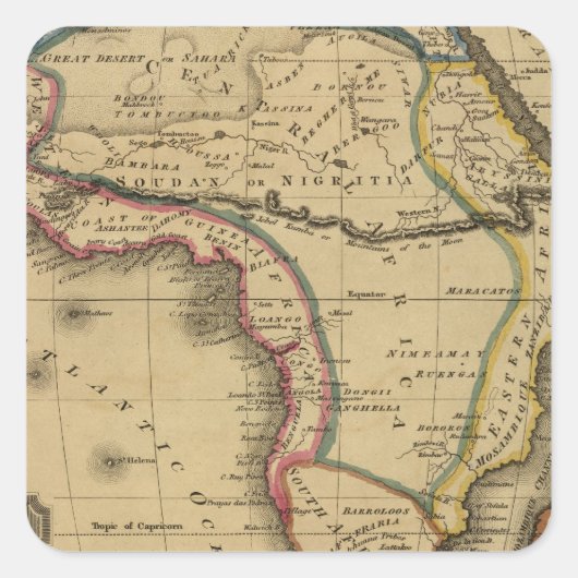 Afrika 30 quadratischer aufkleber (Vorderseite)