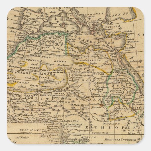 Afrika 45 quadratischer aufkleber (Vorderseite)