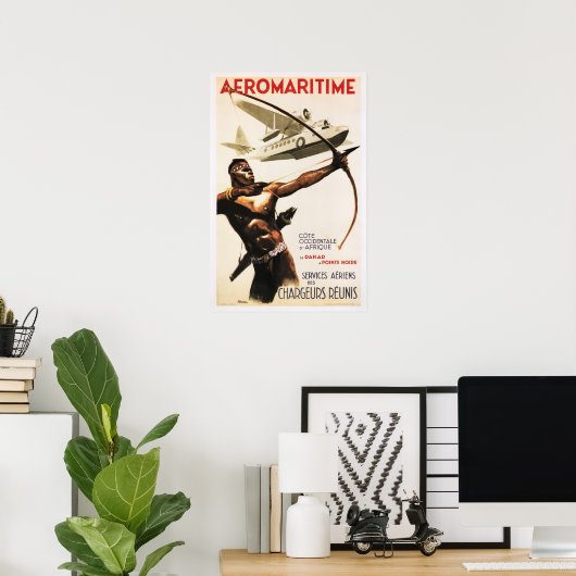 Afrika AFRIKA AEROMARITIME Retro-Flugzeugplakat Poster (Heimbüro)