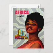 Afrika. Afrikanerin und Großstadt dahinter, Foto Postkarte (Vorne/Hinten)