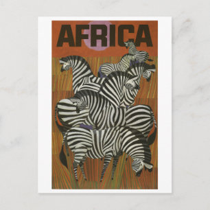 Afrika, Afrikanisches Zebra, Savanne, Vintage-Reis Postkarte