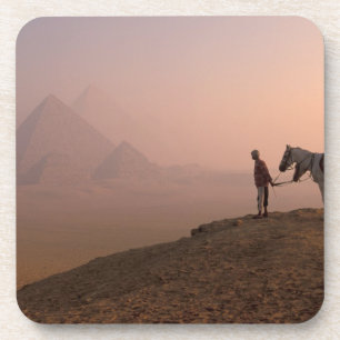 Afrika, Ägypten, Kairo, Giza, Giza-Pyramiden bei Getränkeuntersetzer