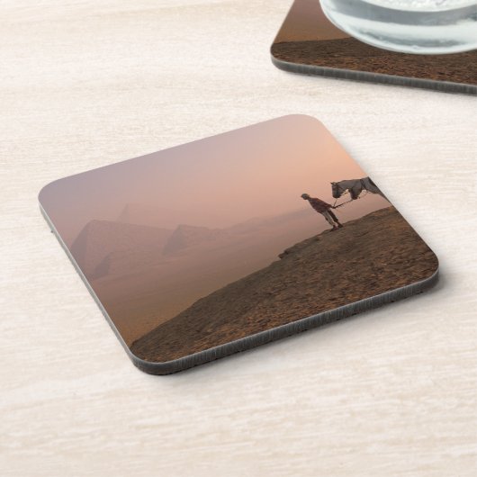 Afrika, Ägypten, Kairo, Gizeh, Pyramiden aus Gizeh Getränkeuntersetzer (Linke Seite)