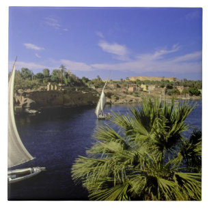 Afrika, Ägypten, Oberägypten, Assuan. Feluccas 2 Fliese