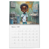 Afrika-Amerikanischer Chibi-Medical-Staff-Kalender Kalender (Feb 2027)