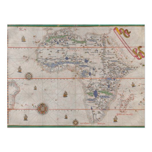 Afrika Antikes Manuskript Atlas 1587 Vintage Karte Poster (Vorderseite)