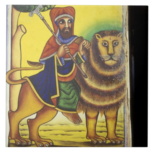 Afrika, Äthiopien. Artwork, das Lion of Fliese (Vorderseite)