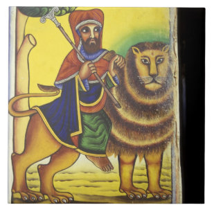 Afrika, Äthiopien. Kunstwerk, das den Löwen von Fliese