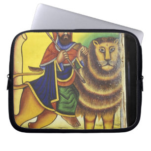 Afrika, Äthiopien. Kunstwerk, das den Löwen von Laptopschutzhülle