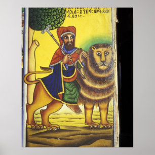 Afrika, Äthiopien. Kunstwerk, das den Löwen von Poster