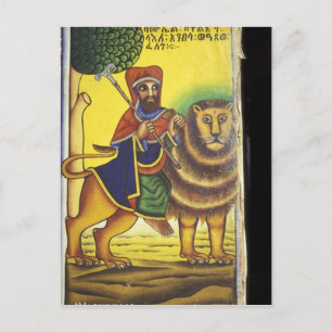 Afrika, Äthiopien. Kunstwerk, das den Löwen von Postkarte