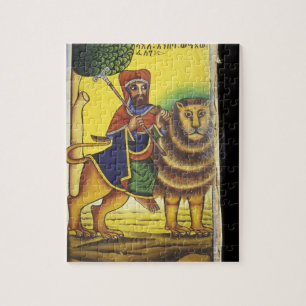 Afrika, Äthiopien. Kunstwerk mit Löwe von Puzzle