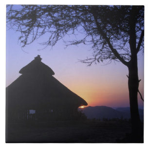 Afrika, Äthiopien, Omo-Fluss-Region, Sonnenunterga Fliese