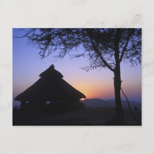 Afrika, Äthiopien, Omo-Fluss-Region, Sonnenunterga Postkarte