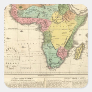 Afrika-Atlas-Karte 2 Quadratischer Aufkleber