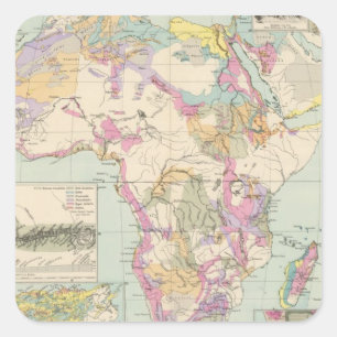 Afrika - Atlas-Karte von Afrika Quadratischer Aufkleber