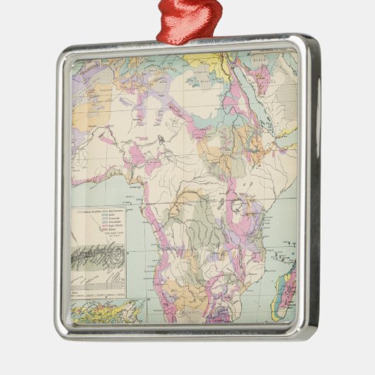Afrika - Atlas-Karte von Afrika Silbernes Ornament (Links)