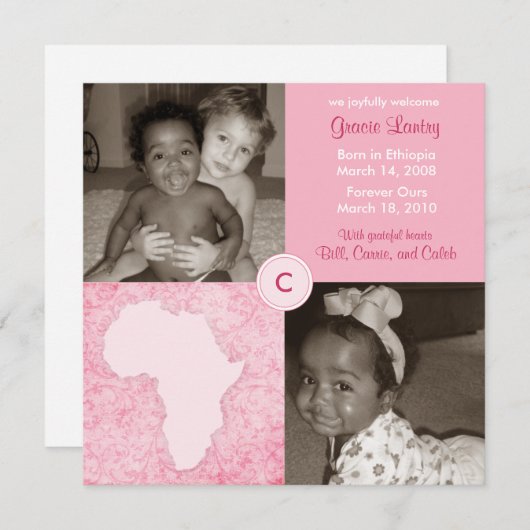 Afrika-Block: Weiches Rosa Ankündigung (Vorne/Hinten)