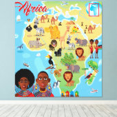 Afrika-Cartoon-Karte Leinwanddruck (Insitu (Holzboden))