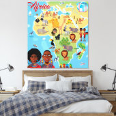 Afrika-Cartoon-Karte Leinwanddruck (Insitu (Schlafzimmer))
