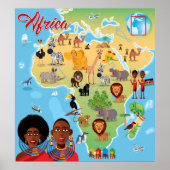 Afrika-Cartoon-Karte Poster (Vorne)