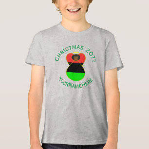 Afrika-Diaspora-Engel Weihnachtsflagge Personalisi Tri-Blend Shirt
