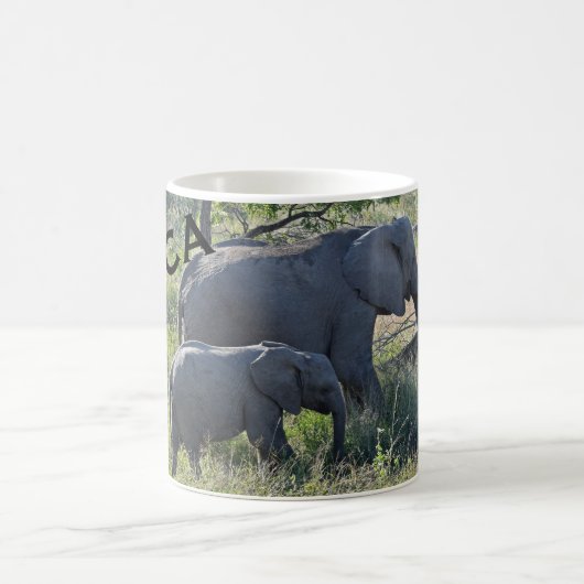 Afrika-Elefant-Mutter-Elefant und Baby Kaffeetasse (Mittel)