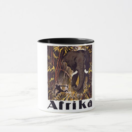 Afrika-Elefant-Vintages Plakat Tasse (Zentrum)