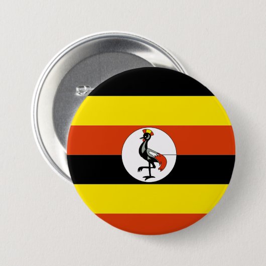 Afrika: Flagge Ugandas Button (Vorne & Hinten)