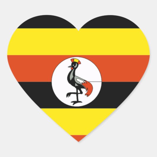 Afrika: Flagge Ugandas Herz-Aufkleber (Vorderseite)