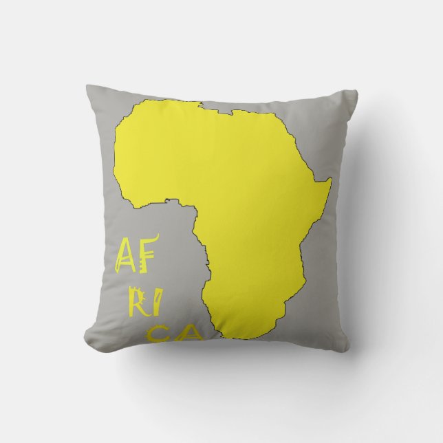 Afrika Graues und gelbes Kissen (Vorderseite)
