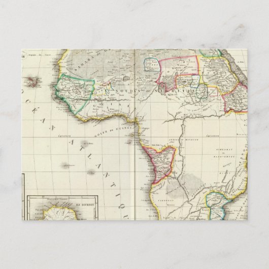 Afrika Gravierte Karte mit 2 Einzugskarten (Vorderseite)