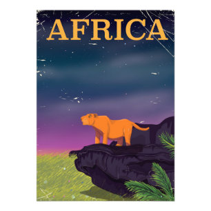 Afrika Großkatze Retro-Stil Reiseplakat Fotodruck