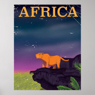 Afrika Großkatze Retro-Stil Reiseplakat Poster